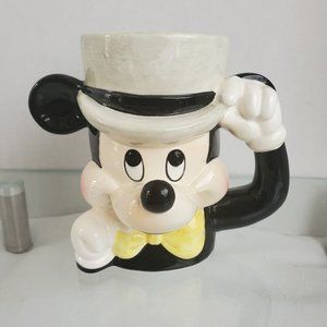 Vintage Disney Ceramic Mickey Mouse 3D Figure Head Coffee Tea Mug Cup Japan 5”